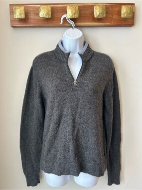 Woolrich 100% Wool Quarter Zip Sweater Gray Cozy Cabin Core Womenโs Medium